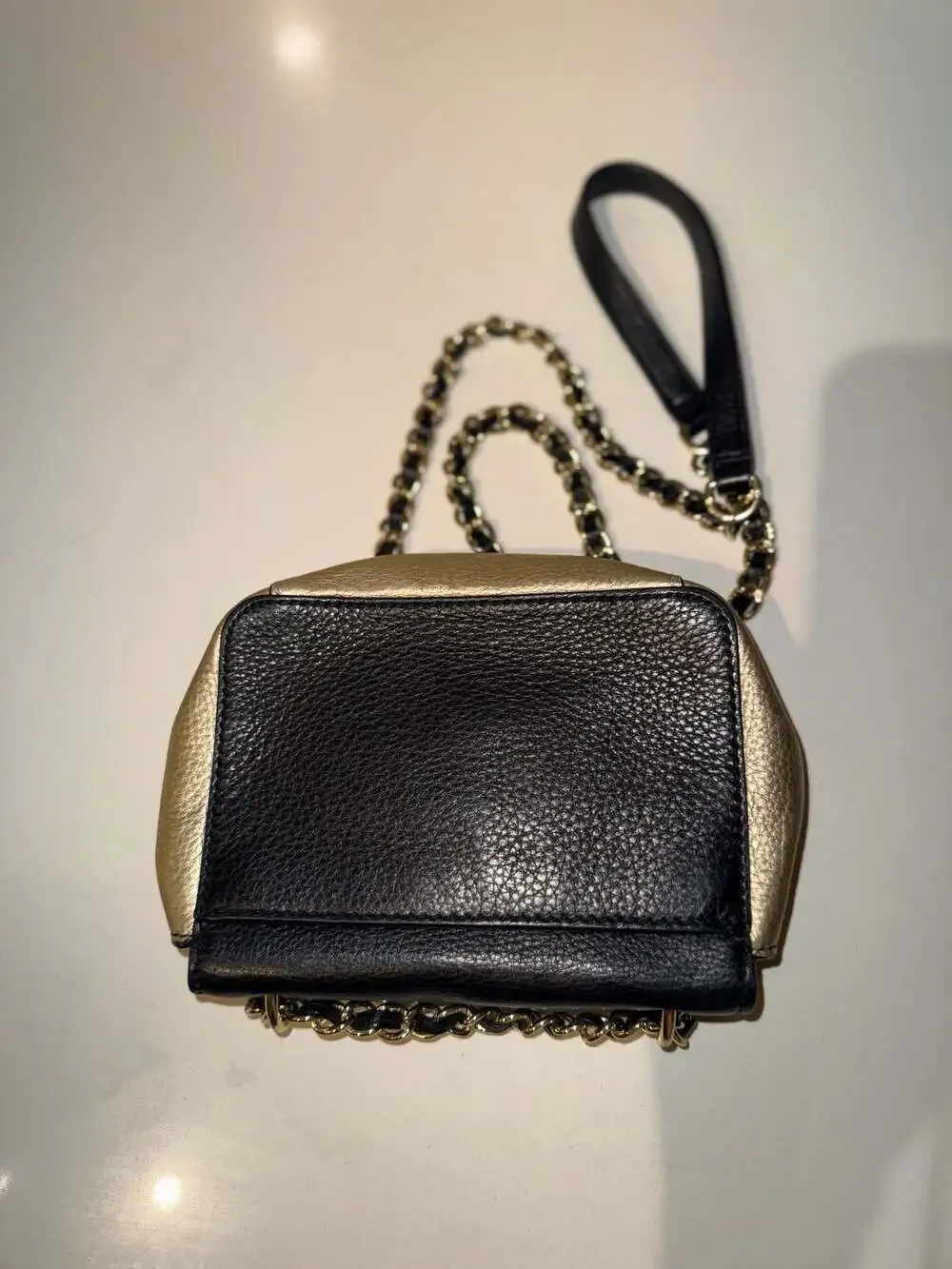 Tory Burch Marion Small Flap Crossbody Bag Black and Gold Metallic Leather